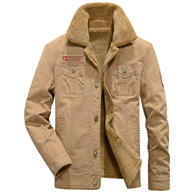 Abrigo acolchado de chaqueta de solapa gruesa de felpa de otoño invierno para hombre