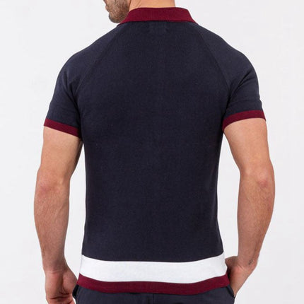 Wholesale Men's Single-Breasted Paneled Short Sleeve Polo Shirt