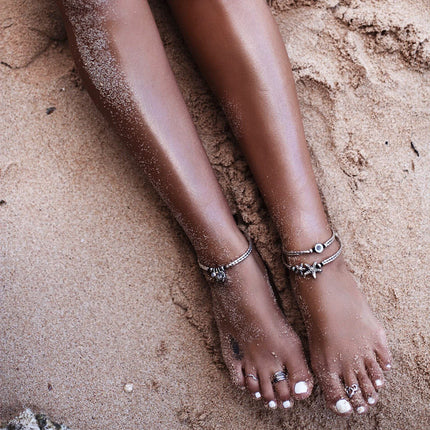 Tobillera de playa con runa de estrella de mar creativa de estilo étnico retro