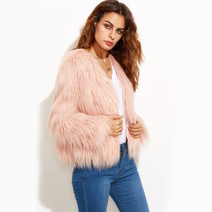 Wholesale Women's Faux Fur Short Long Hairy Thick Coat Outerwear