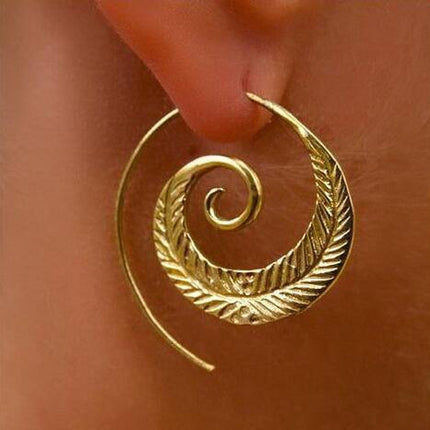 Spiral Drop Rhinestone Geometric Minimalist Earrings