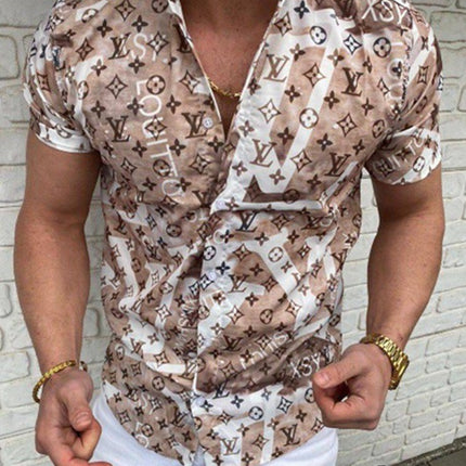 Sommer Herren Print Hawaiian Kurzarm Cardigan Shirt