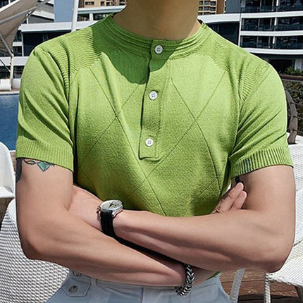 Wholesale Men's Summer Short Sleeve Round Neck Knit Thin Business T-Shirt