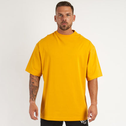 Camisetas deportivas holgadas de algodón de manga corta para hombre con cuello redondo