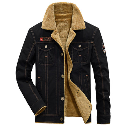Wholesale Men's Autumn Winter Plush Thick Lapel Jacket Padded Coat