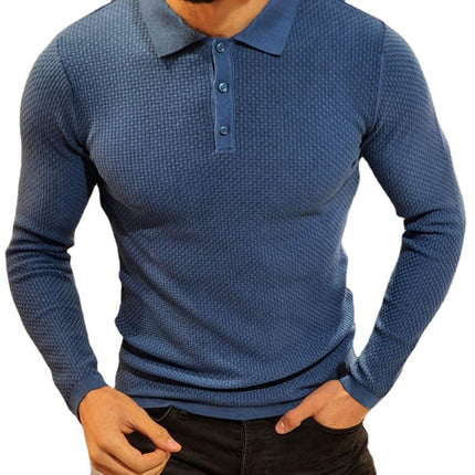 Wholesale Men's Spring Autumn Long Sleeve Solid Color Casual Polo Shirt