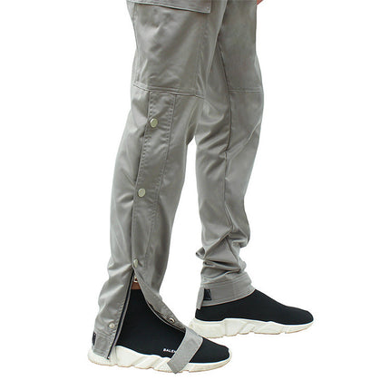 Pantalones casuales rectos sueltos de tamaño grande con botones de lana para hombre de otoño