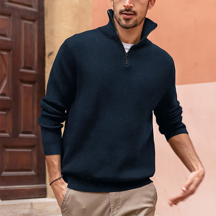 Wholesale Men's Autumn/Winter Zipper Stand Collar Long Sleeve Polo Shirt