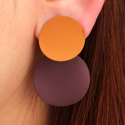 Colorblock Disc Geometric Contrast Earrings