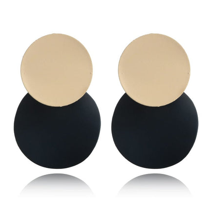 Colorblock Disc Geometric Contrast Earrings