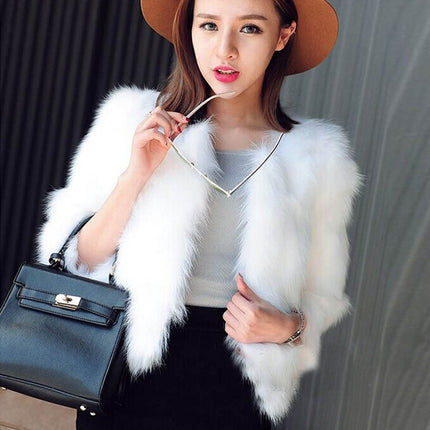 Wholesale Women's Plus Size Fashion Faux Fox Fur Short Coat