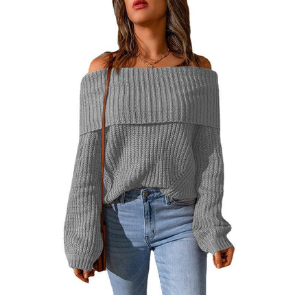 Ladies Autumn Casual & Fashion Loose Off Shoulder Sweater