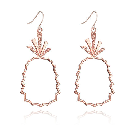 Retro Simple Alloy Hollow Pineapple Earrings Metal Fruit Earrings