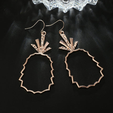 Retro Simple Alloy Hollow Pineapple Earrings Metal Fruit Earrings