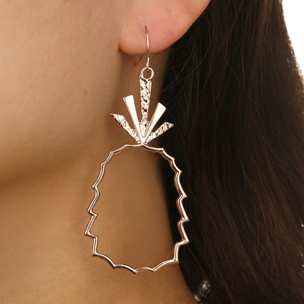 Retro Simple Alloy Hollow Pineapple Earrings Metal Fruit Earrings