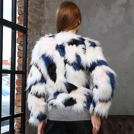 Wholesale Women's Faux Fur Short Thickened Round Neck Jacket