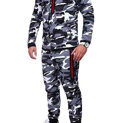 Wholesale Men's Outdoor Camouflage Hoodies Joggers Two Piece Set