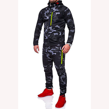 Wholesale Men's Outdoor Camouflage Hoodies Joggers Two Piece Set