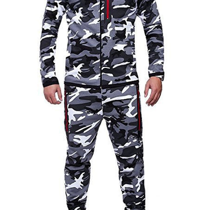 Wholesale Men's Outdoor Camouflage Hoodies Joggers Two Piece Set