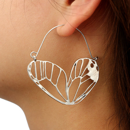 Retro Geometric Butterfly Wings Hollow Earrings Simple Irregular Stud Earrings