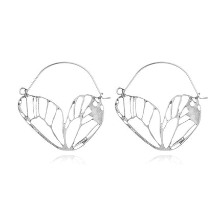 Retro Geometric Butterfly Wings Hollow Earrings Simple Irregular Stud Earrings