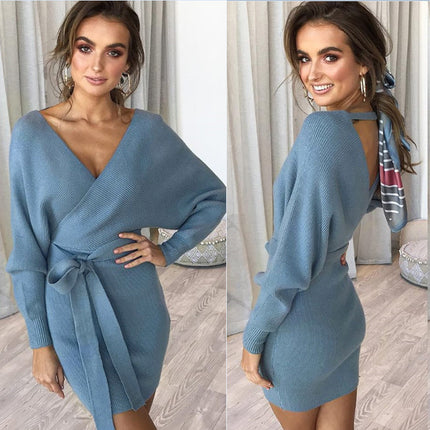 Vestido cálido a la cadera con paquete sexy para mujer Otoño/Invierno