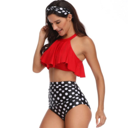 Women's Bikini Small Collar Single Fly Two Piece Swimsuit