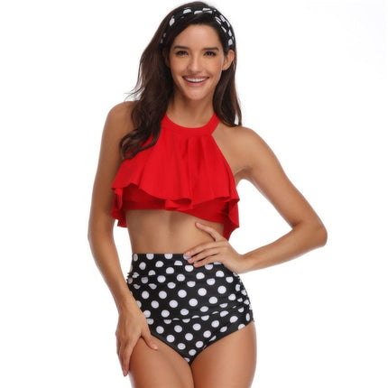 Women's Bikini Small Collar Single Fly Two Piece Swimsuit