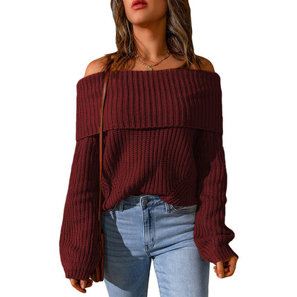 Ladies Autumn Casual & Fashion Loose Off Shoulder Sweater