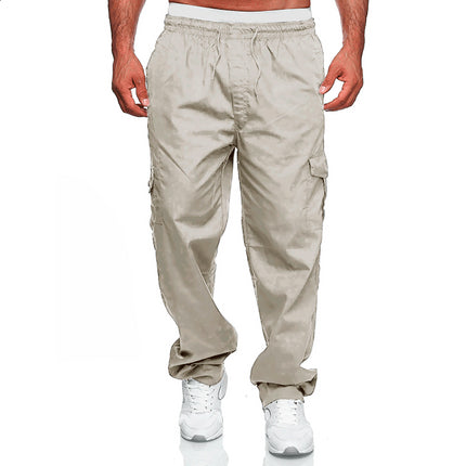 Pantalones cargo sueltos de pierna recta con varios bolsillos para hombre