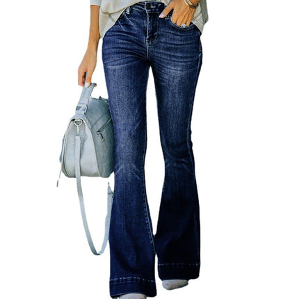 Wholesale Ladies Fashion Casual High Waist Micro Bootcut Jeans