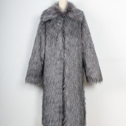 Wholesale Women's Long Lapel Long Hair Faux Fur Coat Jacket