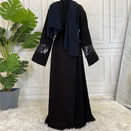 Middle East Muslim Ladies Sequin Stitching Cardigan Nida Robe