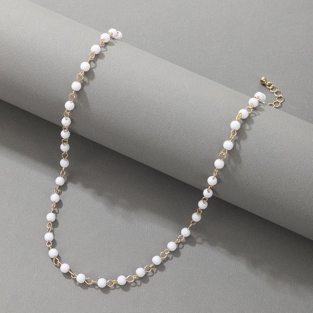 Einfache Art und Weise OL-Art-weiße wulstige wulstige einzelne Schicht-Halskette