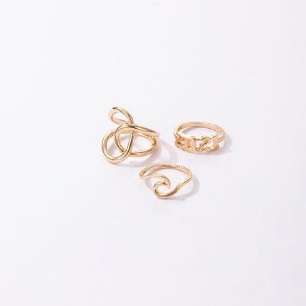 Number 2021 Geometric Cross Knotted Ring Set of 3