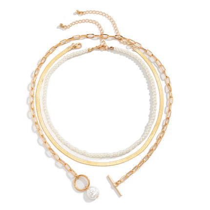 Wholesale Millet Pearl Clavicle Snake Bone Chain Necklace
