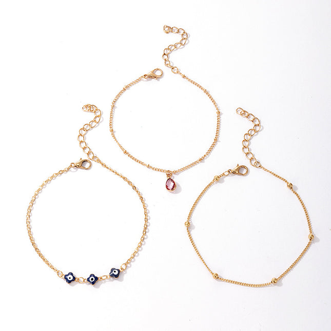 Popular Alloy Chain Eye Shell 3 Set Anklet