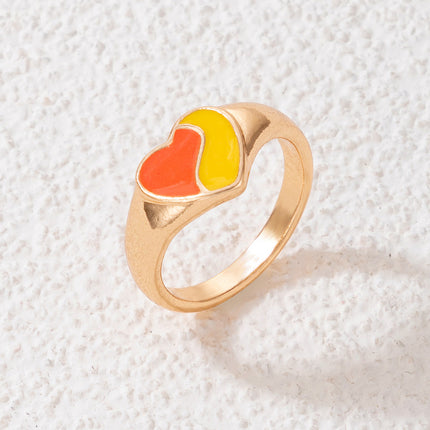 Color Drop Oil Letter Star Ring Rainbow Love Single Ring