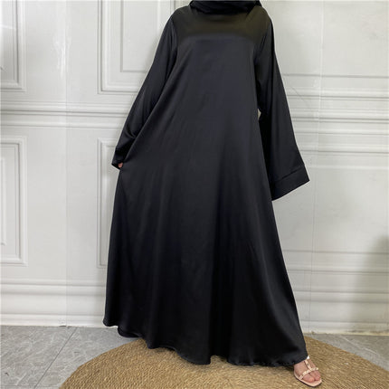 Middle East Dubai Muslim Women's Oversized Tie Satin Dress