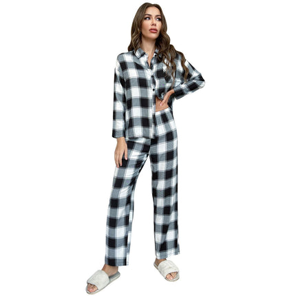 Pajamas Women's Plaid Long Sleeve Homewear Set