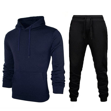 Wholesale  Men's Sports Leisure Solid Color Fleece Hoodies Jogger Set