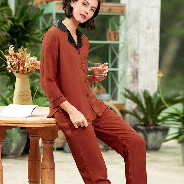 Conjunto de pijama de mujer Otoño Invierno Ropa de casa de manga larga