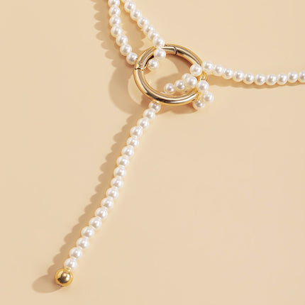 Kreative perlenbesetzte einfache Kugelketten-Quasten-Ring-Halskette