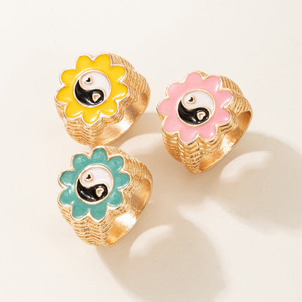 Simple Fashion Flower Gossip Ring Set