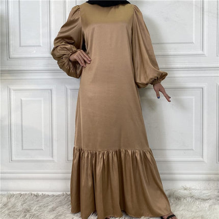 Getäfeltes muslimisches Zaumzeug für Damen, einfarbiges Kleid
