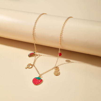 Strawberry Watermelon Drip Single Layer Necklace