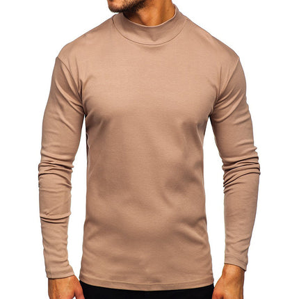 Camiseta de manga larga con cuello alto cálido grueso de otoño para hombre