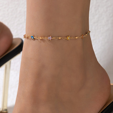 Colorful Eye Butterfly Drop Oil Single Layer Fashion Anklet