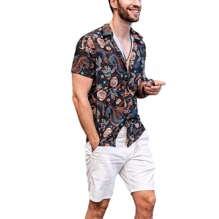 Wholesale Men's Hawaiian Beach Printing Short Sleeve Shirt
