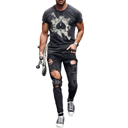 Wholesale Men's Short Sleeve Ace of Spades Printed Short Sleeve T-Shirt